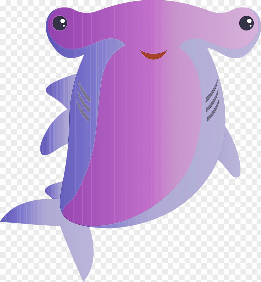 Cartoon Purple Dolphin Sea Turtle PNG