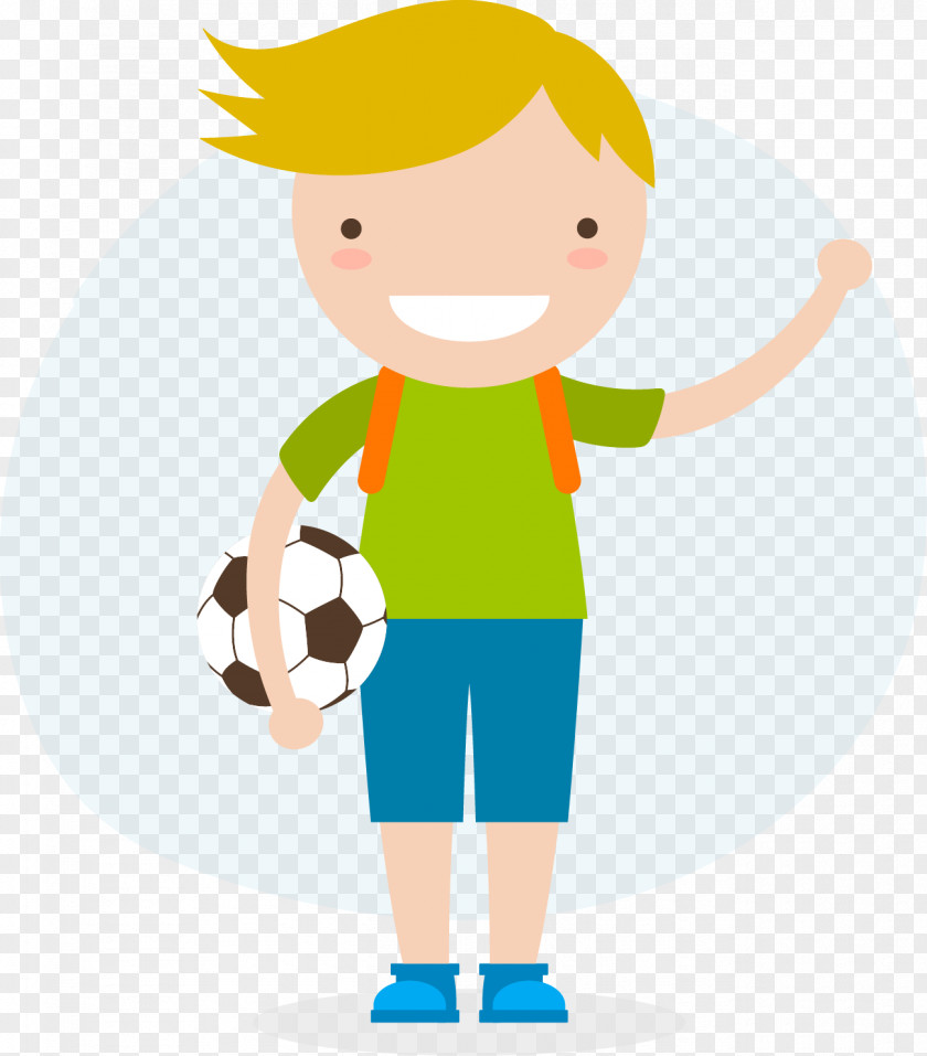 A Boy With Football To Go School Student Education Illustration PNG
