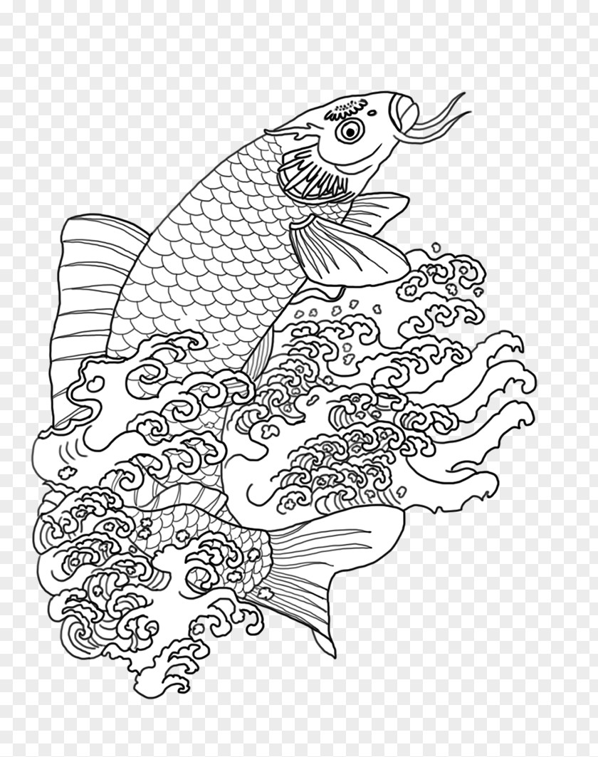 Beating Outline Drawing Line Art Clip Koi PNG