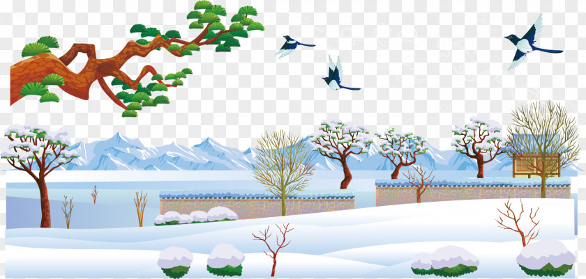 Snowy Winter Snow Vector Material Daxue PNG