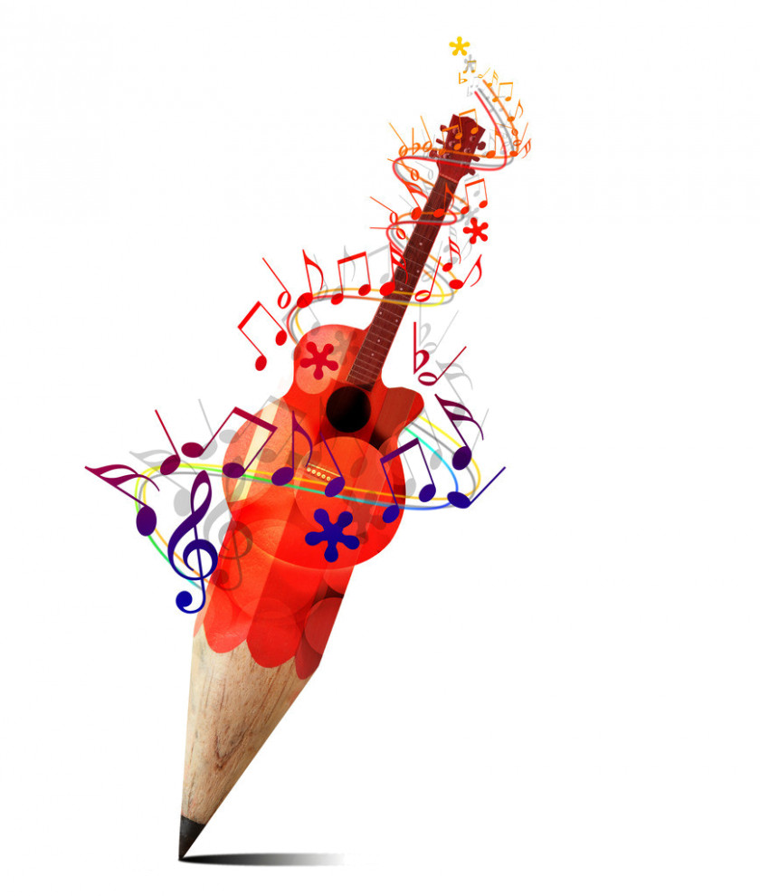 Creative Guitar Poster Drawing Pencil Musical Note Sketch PNG