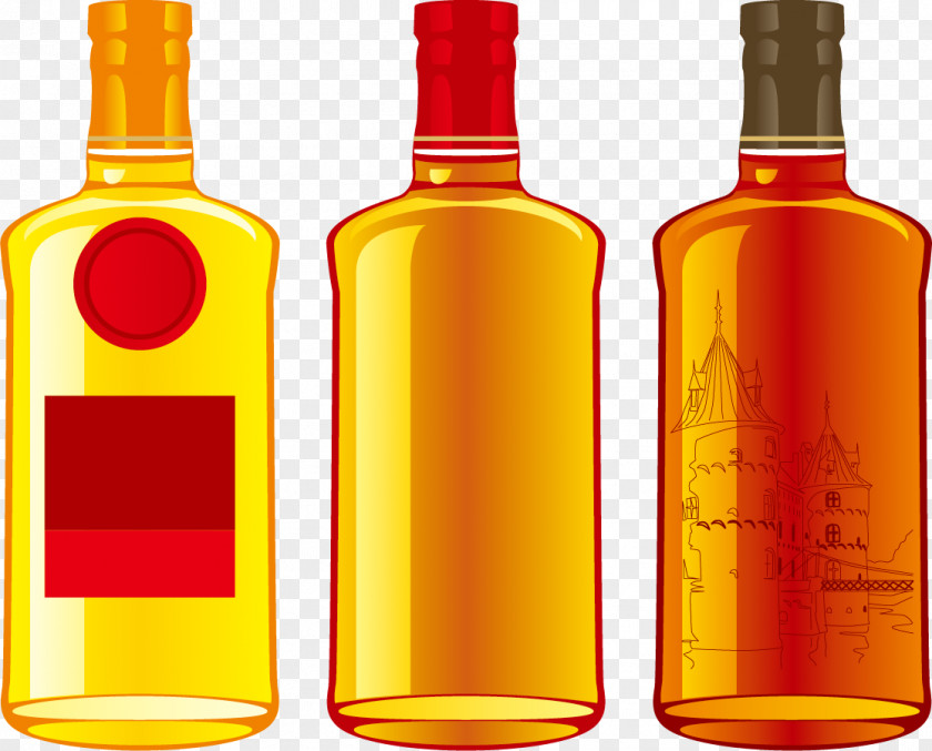 Vector Three Bottles Of Wine Scotch Whisky Distilled Beverage Irish Whiskey Clip Art PNG