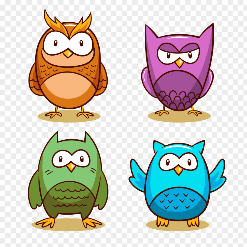 Vector Cartoon Owl Drawing Illustration PNG