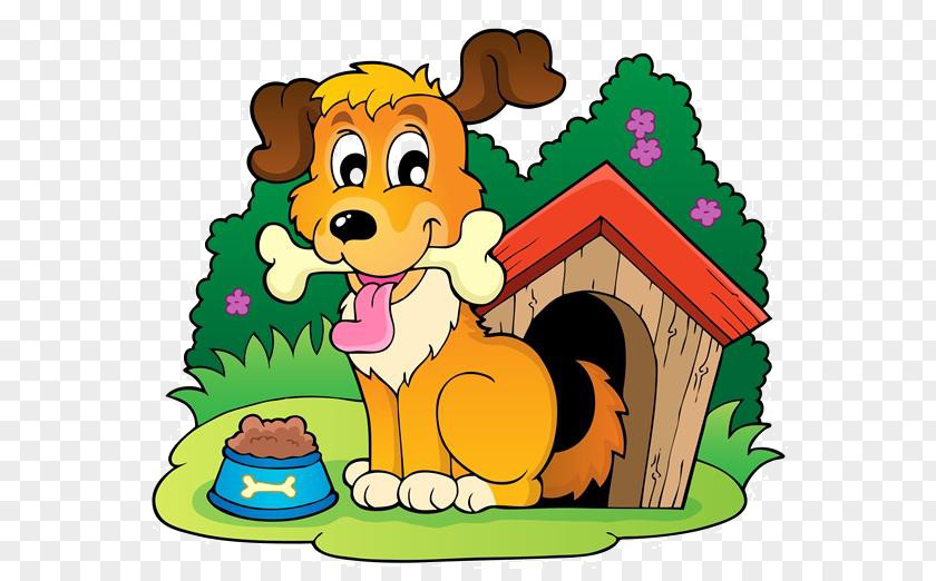 Cartoon Dog Eat Bones Cat Kennel Illustration PNG