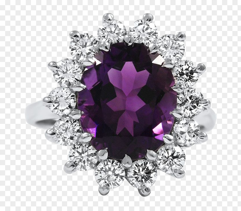 Product Kind Purple Petal-shaped Diamond Ring Inlaid Engagement Amethyst Pendant PNG