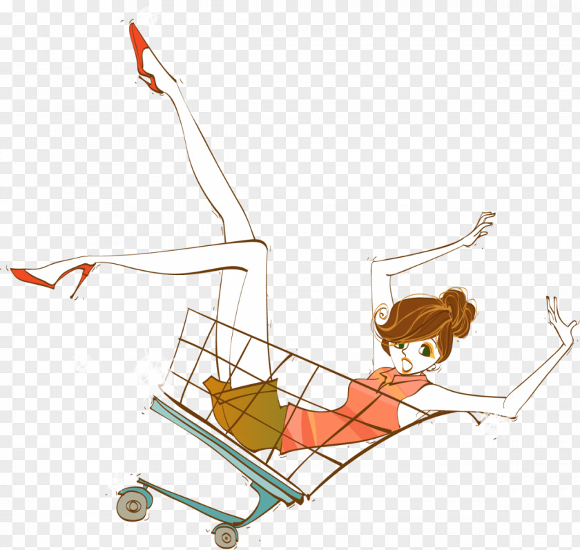Shopping Cart Cartoon Illustration PNG
