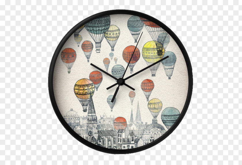 Clock Hand Drawn Sketch Edinburgh Glasgow Hot Air Balloon Drawing Illustration PNG