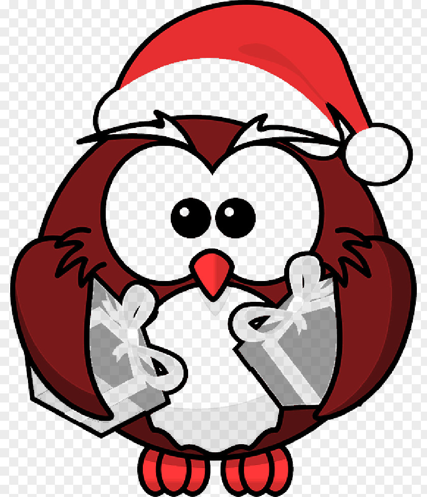Fun Gift Owl Santa Claus Vector Graphics Christmas Day Clip Art PNG