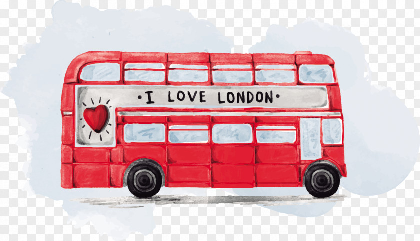 London Bus Vector Watercolor Microsoft PowerPoint Icon PNG