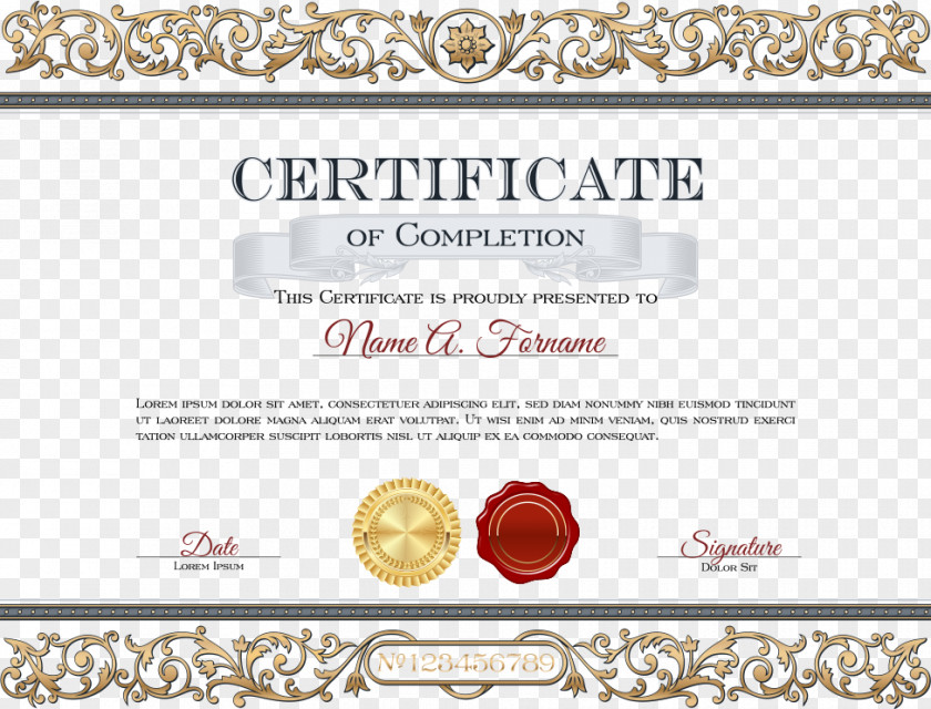 Creative Vector Certificate Gold Pattern Akademickxfd Certifikxe1t PNG