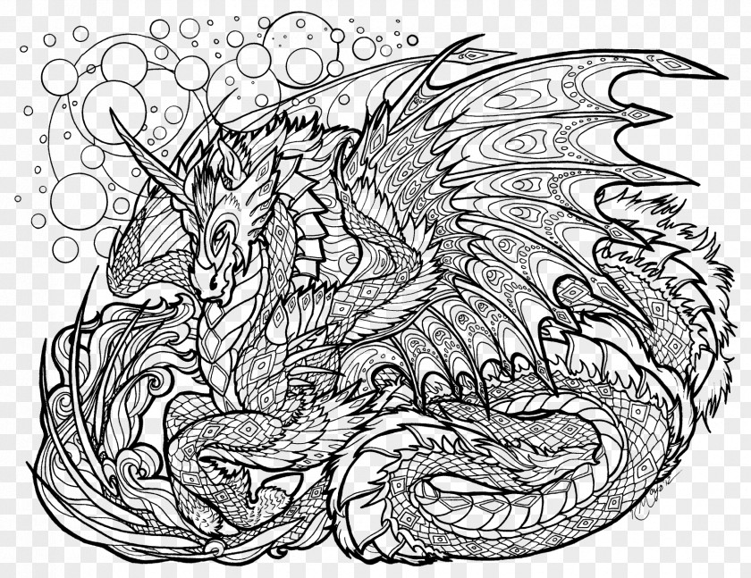 Dragon Coloring Book Adult Mandala Drawing PNG