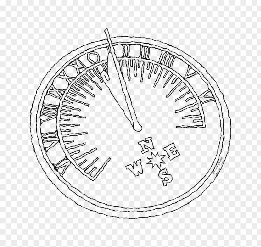 Make A Sundial Line Art Drawing Template PNG