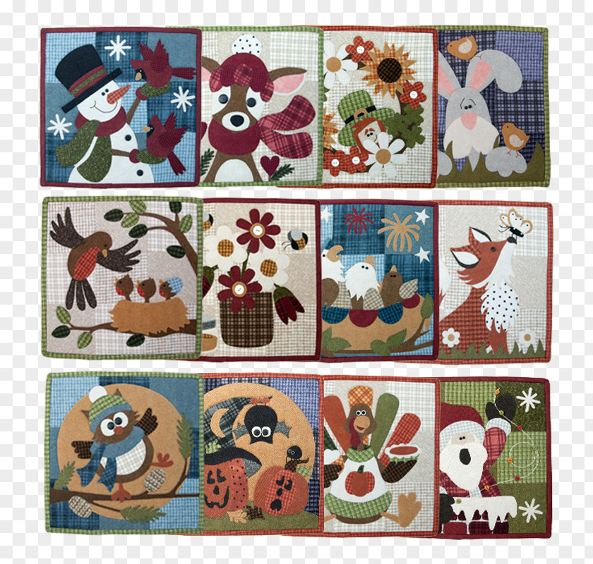 Square Box Patchwork Textile Quilt Month Wool PNG