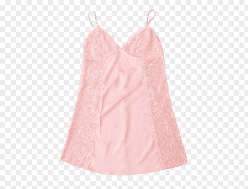 Silk Babydoll Satin Sleeve Nightwear Pink M Dress PNG