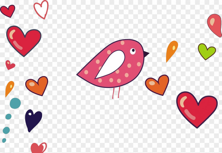 Love Birds Heart Cartoon Clip Art PNG