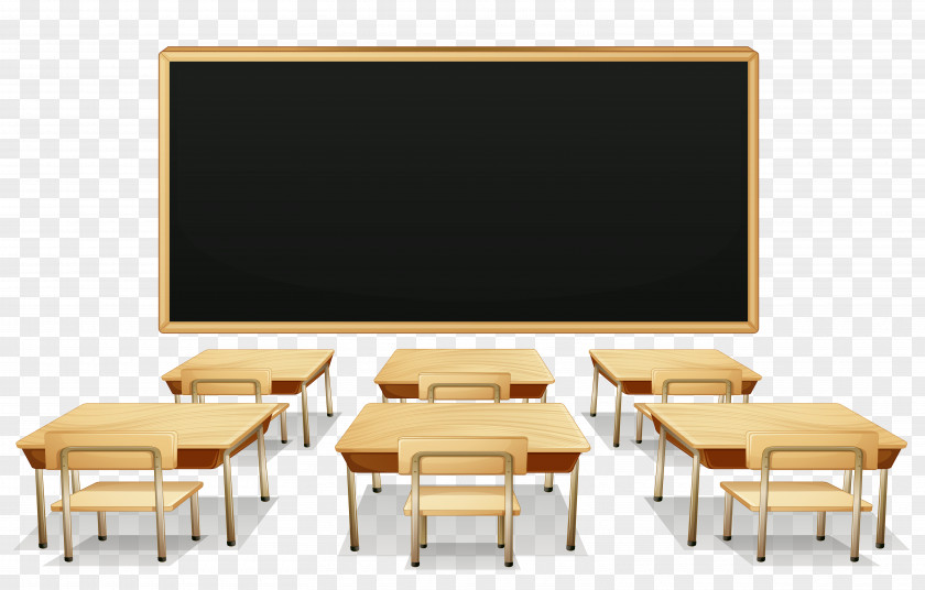 School Classroom With Blackboard And Desks Clipart Picture Student Clip Art PNG