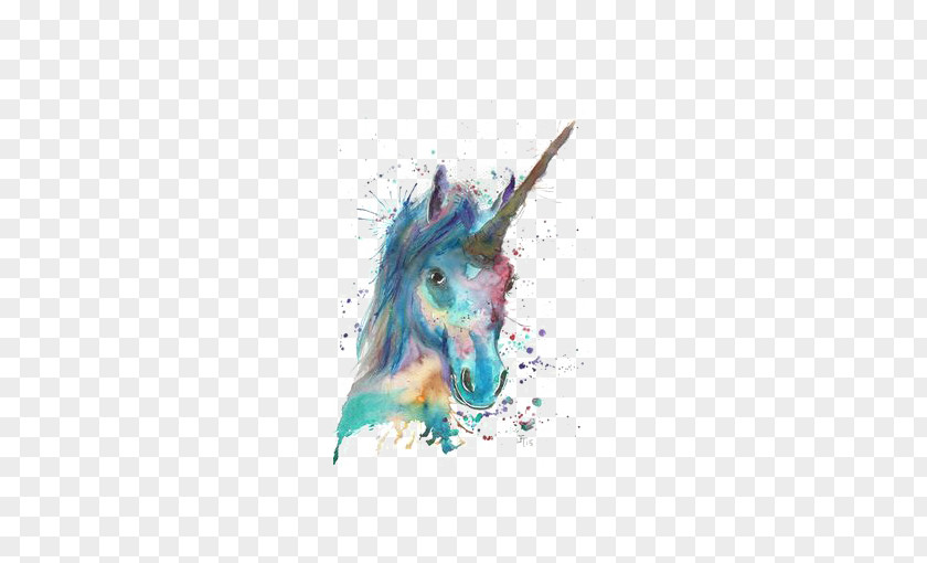 Watercolor Unicorn Painting Canvas PNG