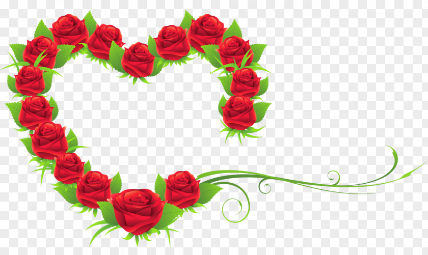 Red Rose Decorative Heart Valentine's Day Clip Art PNG