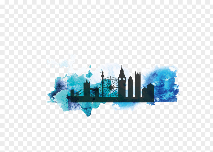 London,city ​​building,watercolor City Of London Silhouette Watercolor Painting PNG