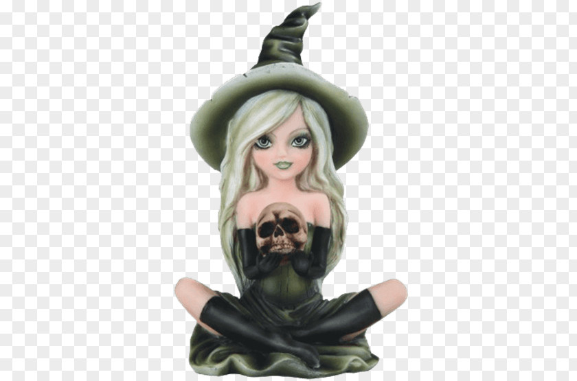 Skull Woman Figurine Statue Witchcraft Magic Polyresin PNG
