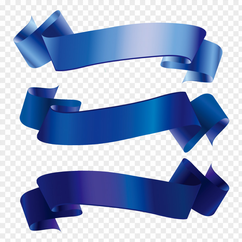 3 Blue Ribbon Clip Art PNG
