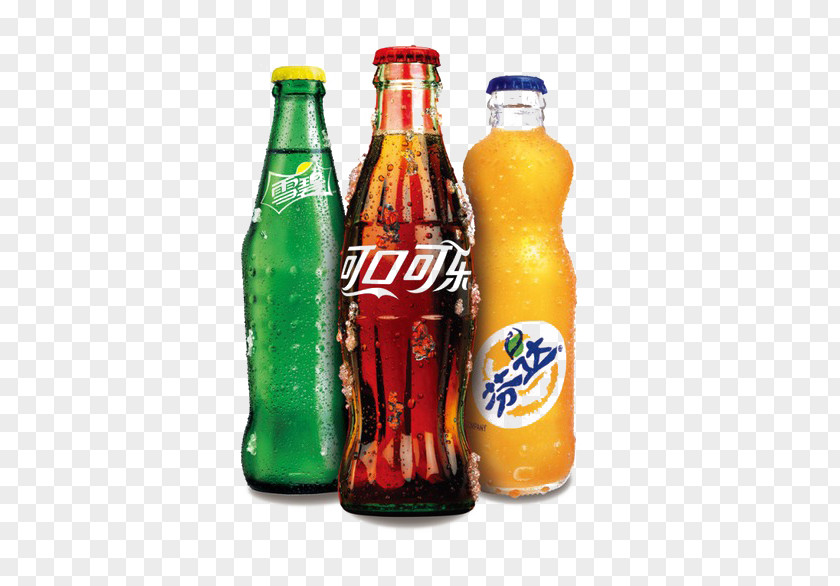 Glass Bottles Of Carbonated Drinks Soft Drink Coca-Cola Fanta Sprite PNG