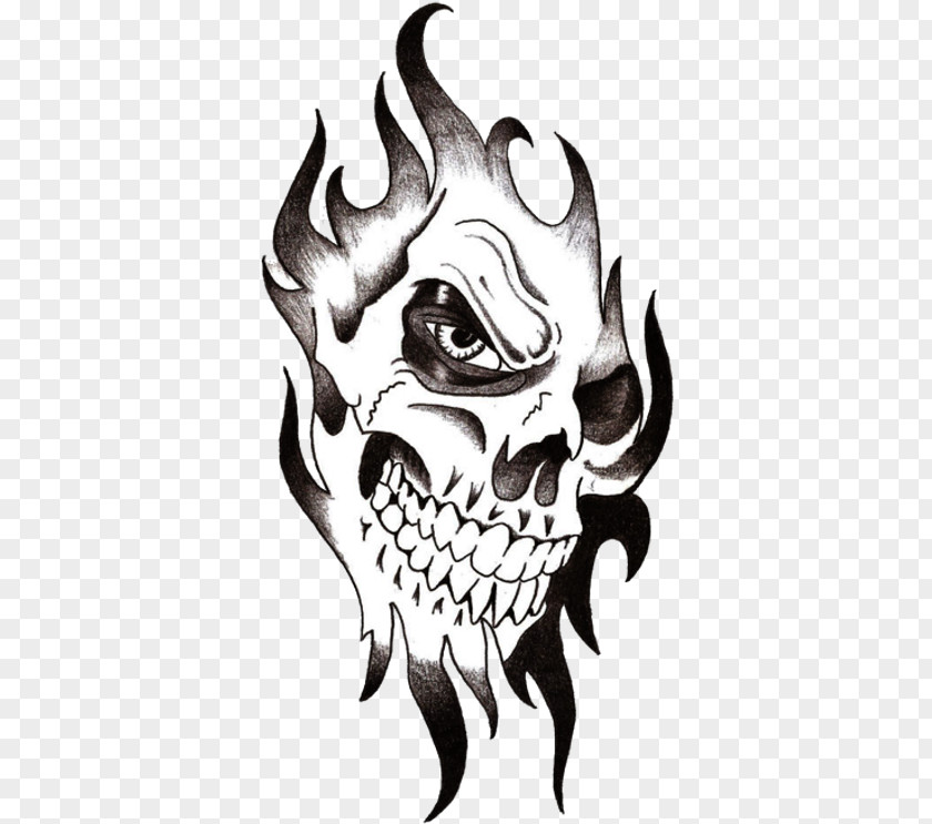 Blackandwhite Jaw Skull Tattoo PNG