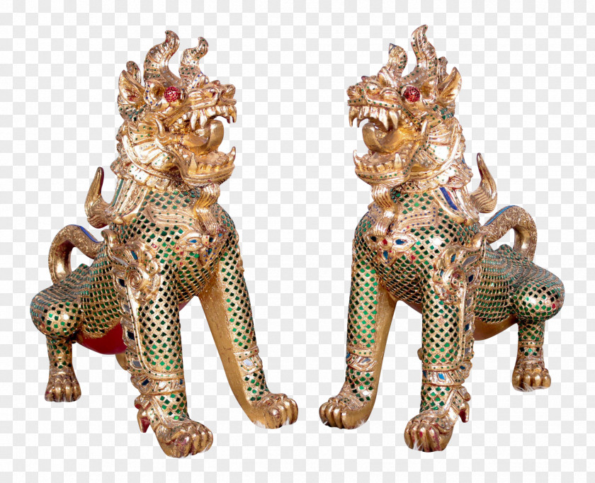 Temple Thai Statue Chairish Carving Sculpture Brass PNG