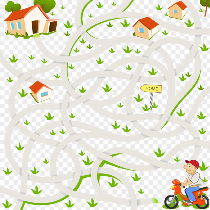 Cartoon Road Maze Adobe Illustrator PNG