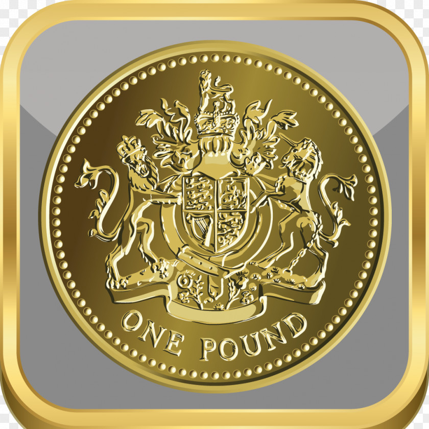 Vector Gold Coins One Pound Sterling Royalty-free Clip Art PNG