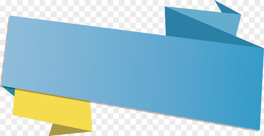 Blue Origami Ribbon Title Box Paper PNG