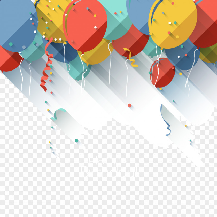 Colorful Balloons String Birthday Cake Balloon Greeting Card PNG