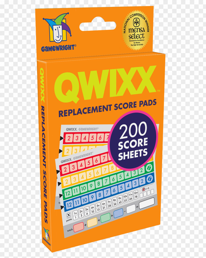 Dice Gamewright Qwixx Game Board PNG