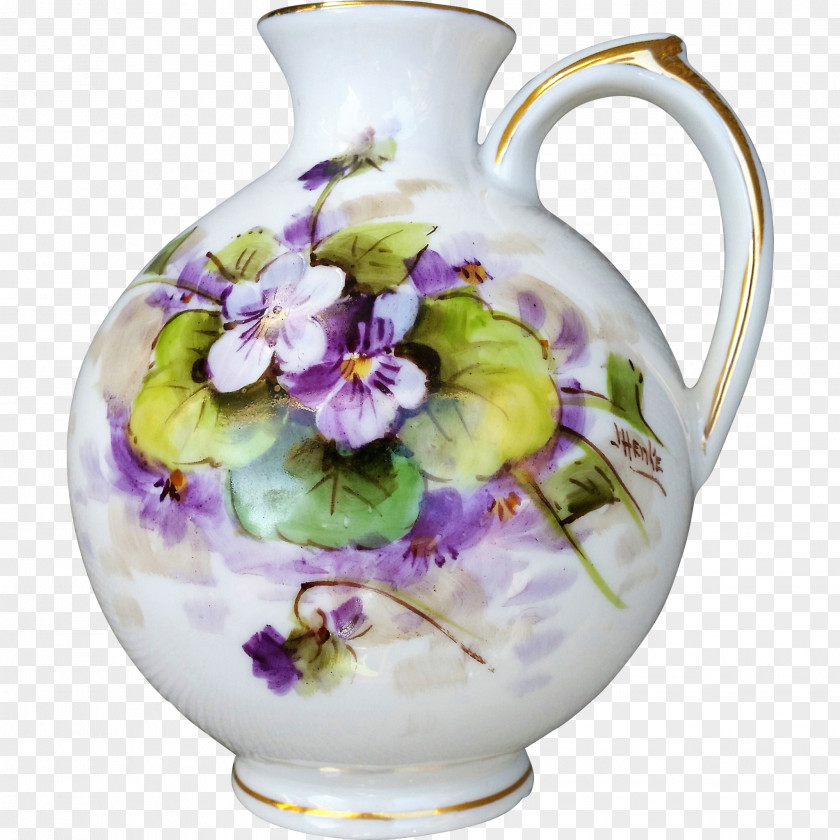 Hand Painted Selb Vase Violet Porcelain Tableware PNG