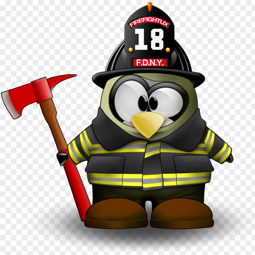 Penguin Tux Racer Firefighter Linux PNG