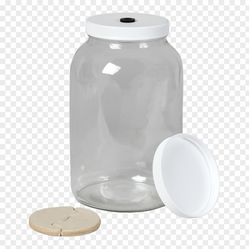 Two Glass Jars Food Storage Containers Lid Plastic PNG
