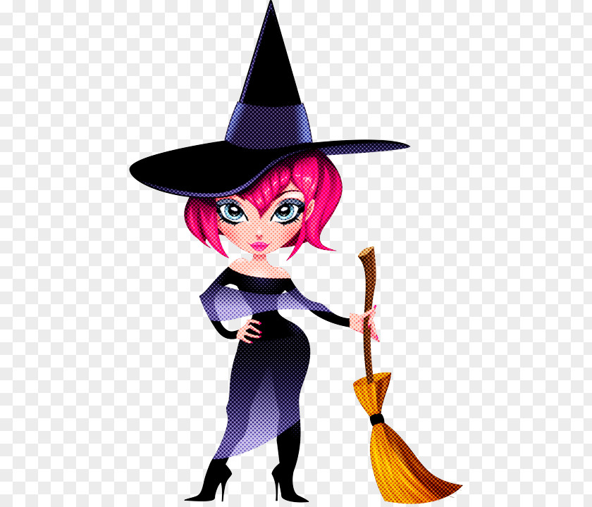 Witch Hat Cartoon Broom Costume PNG