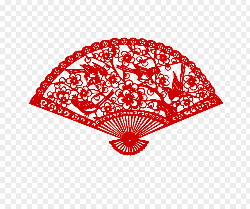 Chinese Paper-cut Fan Sub Paper Cutting Hand Papercutting New Year PNG