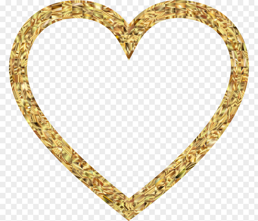 Golden Gold Heart Clip Art PNG