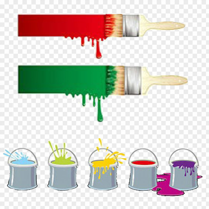 Paint Brushes And Bucket Paintbrush Painting Clip Art PNG