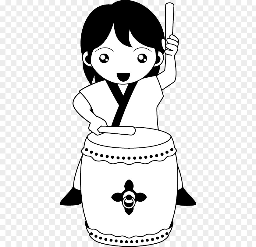 Samurai Tattoo Taiko Drum Musical Instruments Line Art PNG