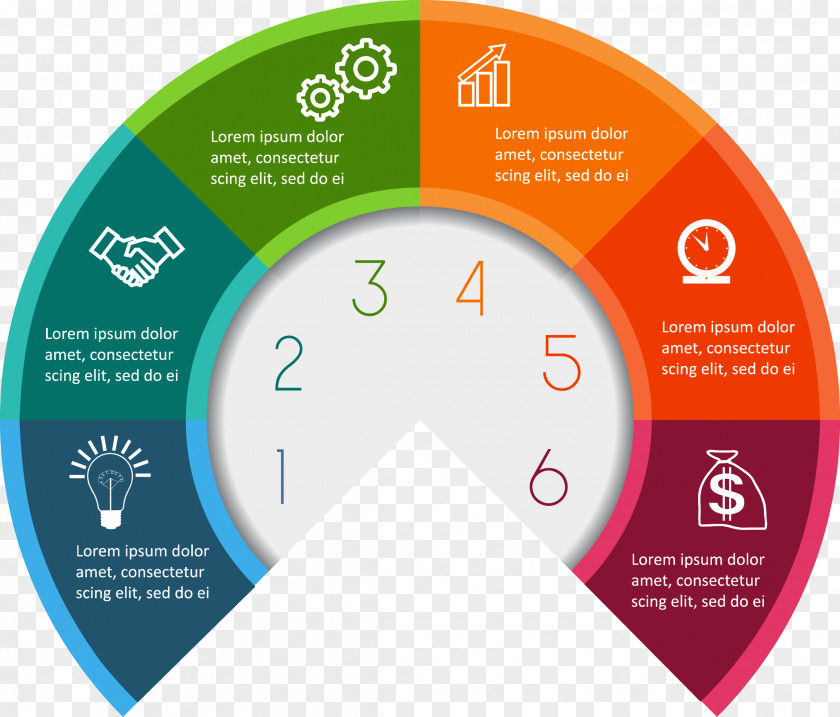 Business Information Flow Diagram Infographic Semicircle Illustration PNG