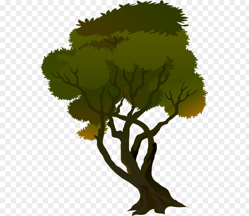 Vector Cartoon Tree Landscape Painting Drawing PNG