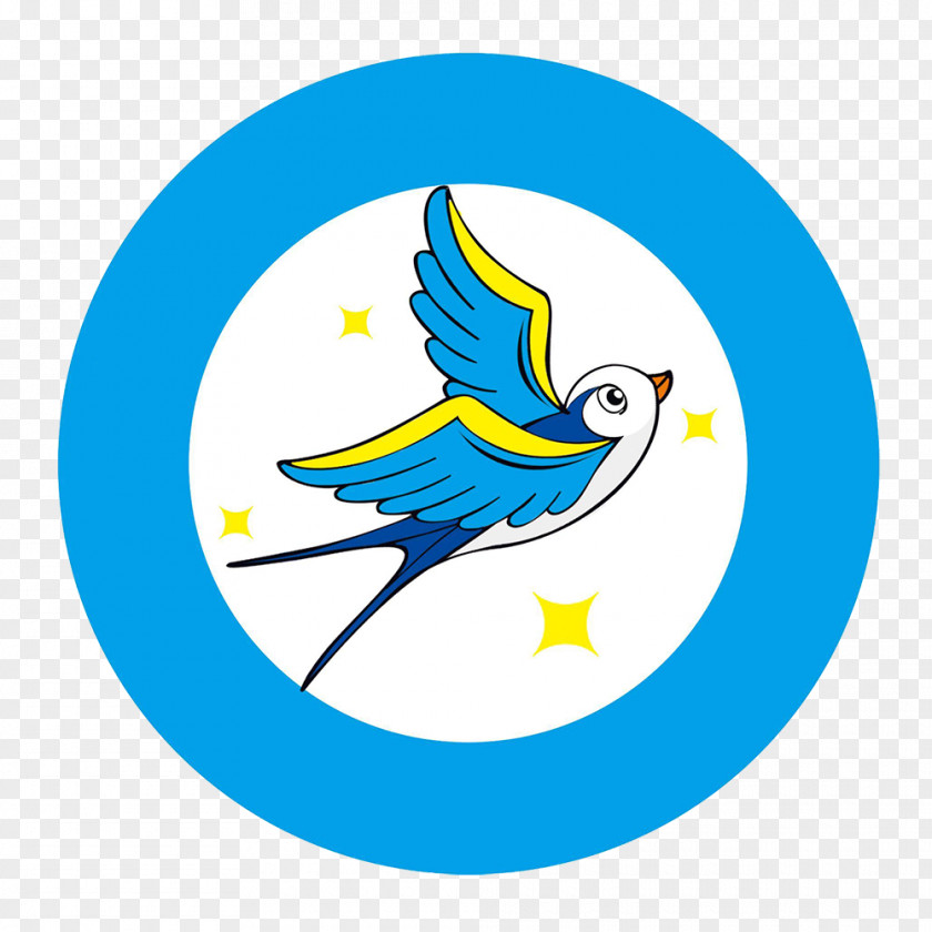Blue Round Swallow Cartoon Logo Clip Art PNG
