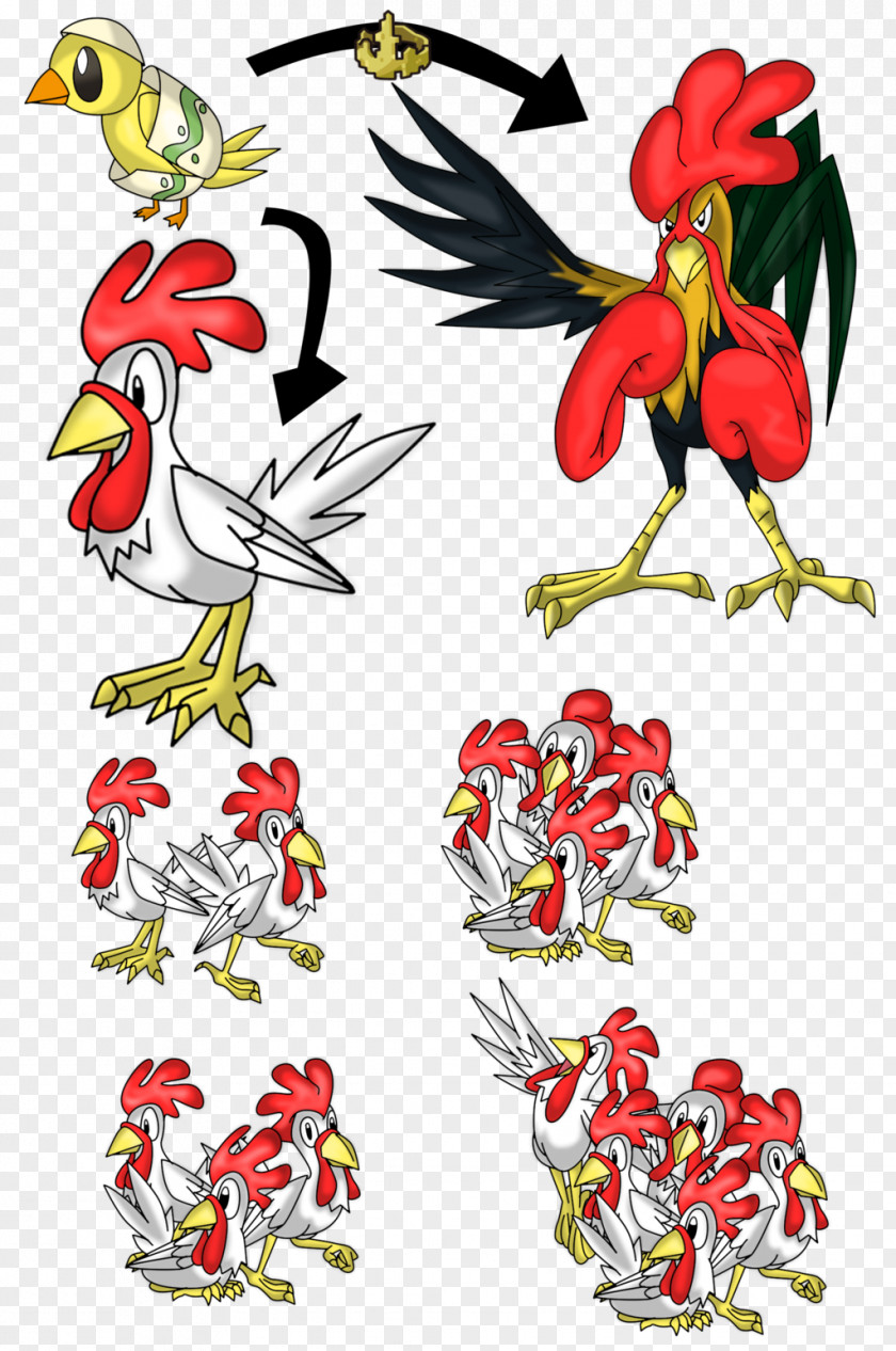 Chicken Rooster Floral Design Clip Art PNG