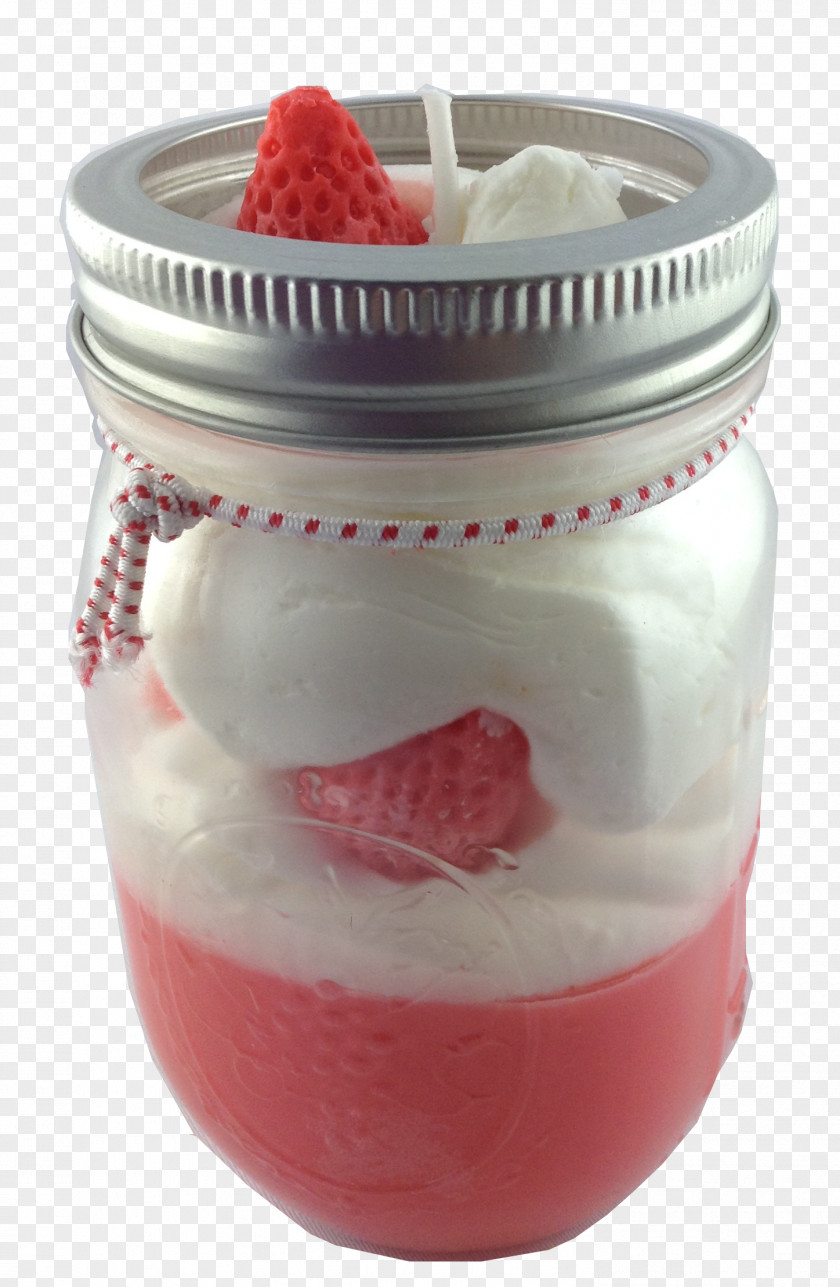 Mason Jar Cream Frozen Dessert Dairy Products Strawberry PNG