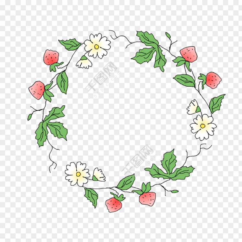 Strawberry Border Floral Design Flower Download Image PNG