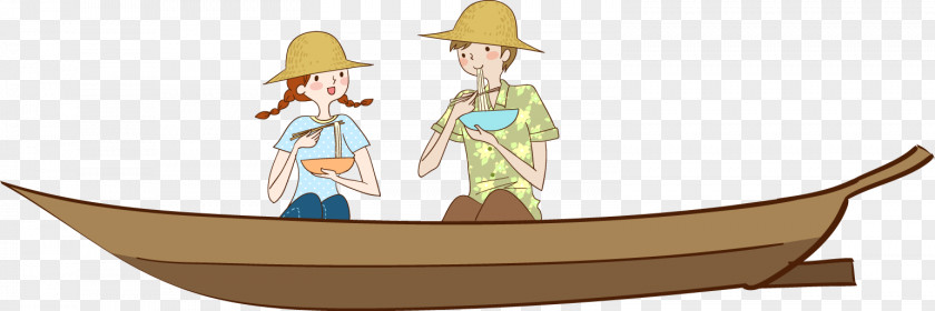 Floating Boat Cartoon Illustration PNG