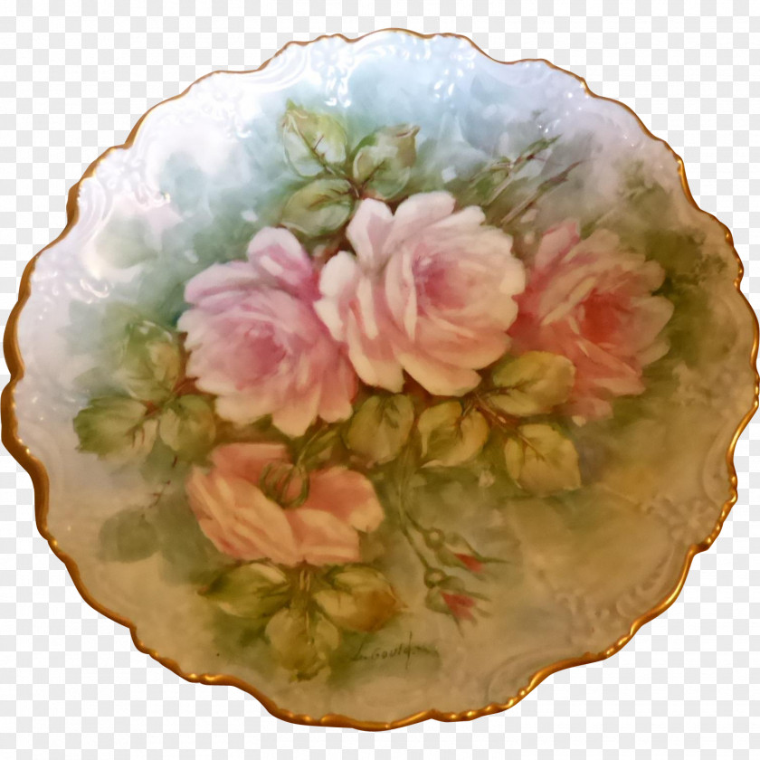 Hand-painted Roses Platter Rosaceae Plate Flower Rose PNG