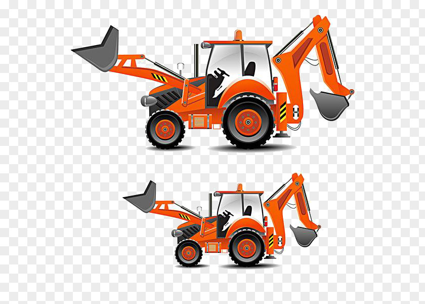 Cartoon Excavator Tractor Heavy Equipment Architectural Engineering Clip Art PNG